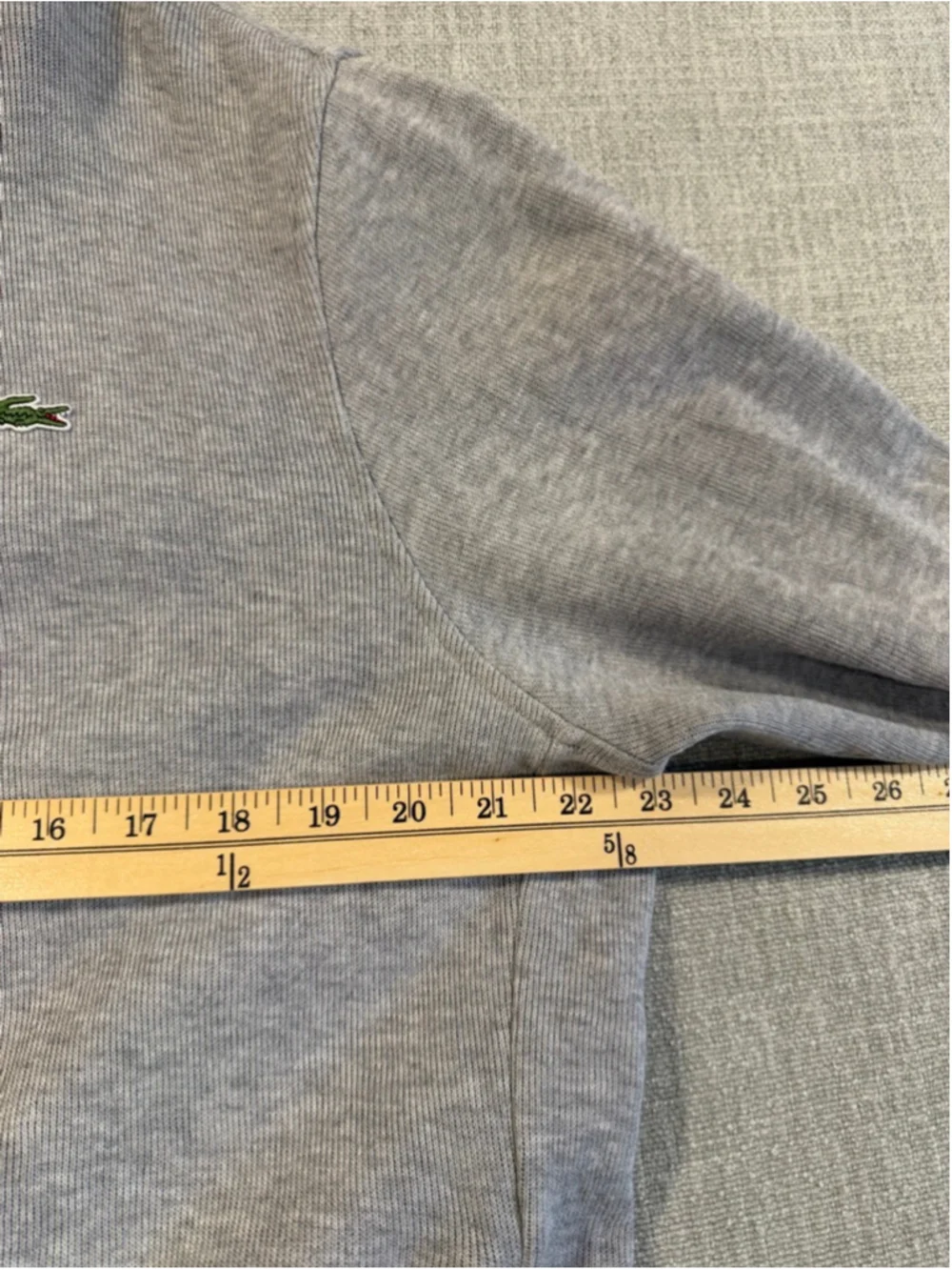 Lacoste light gray quarter zip cotton sweatshirt men’s XL